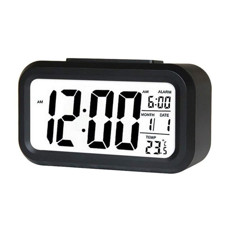 OTIPORTER Smart Backlight Battery Operated Alarm Table Clock with Automatic Sensor Date Temperature Design 2
