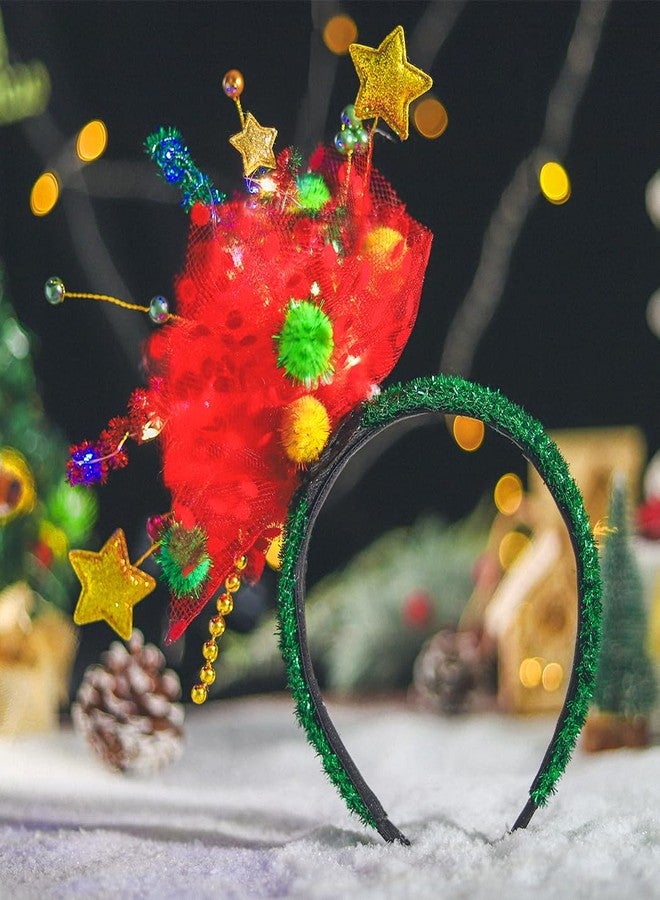 Urieo Light Up Christmas Headband Red Xmas Hair Band Hair Accessory for Women - Image 5