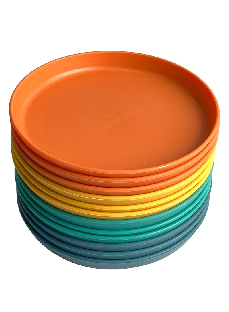 12 Pack Plastic Plates, 0.59 inch Unbreakable Reusable Snack plate | Fruit plate | Spike bone plate for Camping & Kitchen & Party  - Image 1
