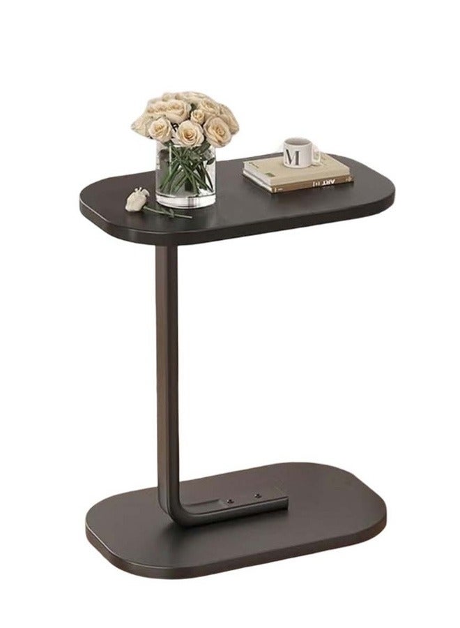 Taimi Stylish C-Shaped Coffee Table With Metal Frame - Side Table, Sofa End Table, Bedside Table, Serving Table for Living Room, Bedroom, and Guest Room. Easy to Assemble. 60*28*39 Cm - Black - Image 1