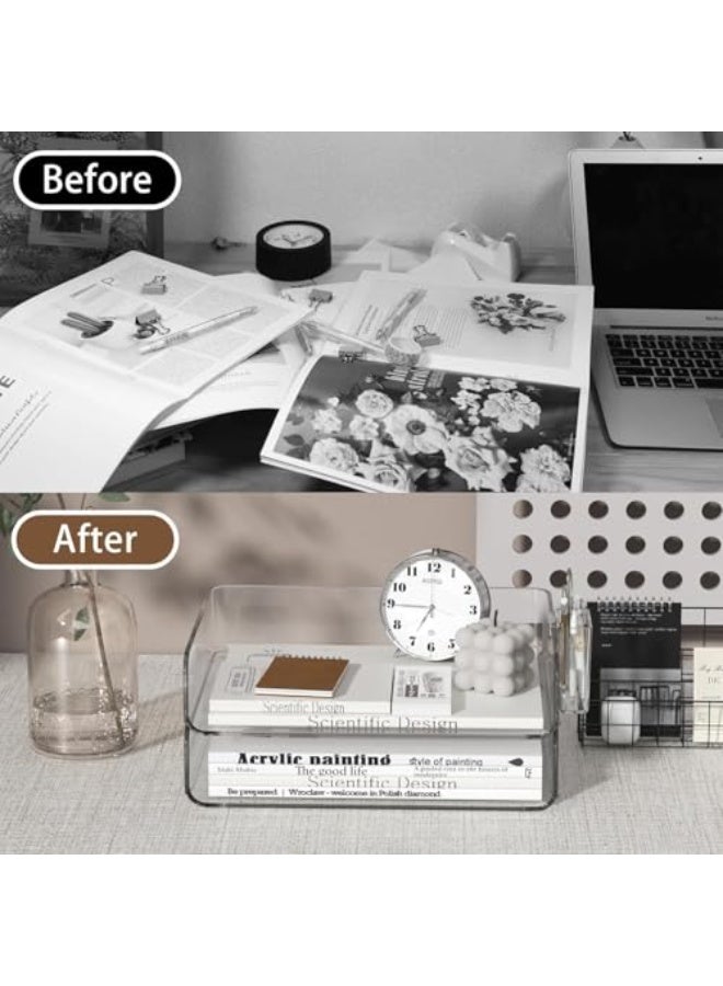 Luckam Paper Tray Organizer - 2-Tier Stackable Clear Desk File Sorter for Documents,Letters, Mail, Notebooks & Crafts, Compact Office & Home Storage Solution - Image 5