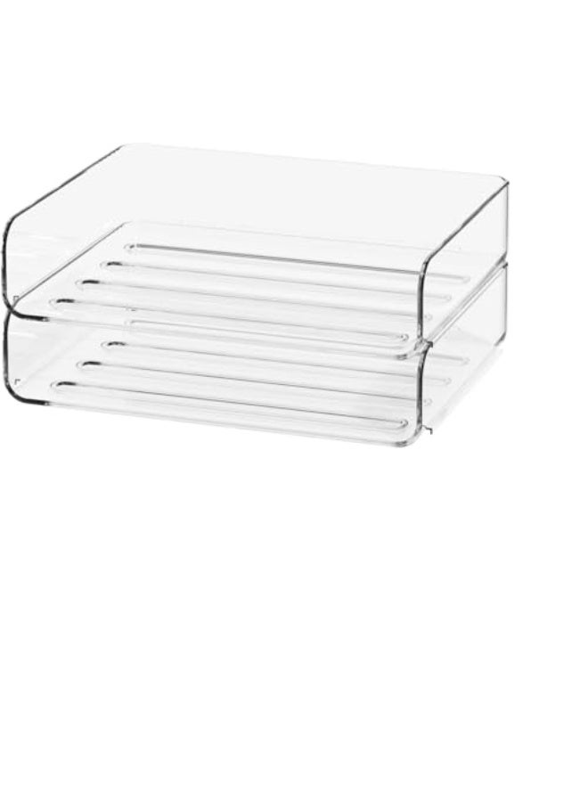 Luckam Paper Tray Organizer - 2-Tier Stackable Clear Desk File Sorter for Documents,Letters, Mail, Notebooks & Crafts, Compact Office & Home Storage Solution - Image 1