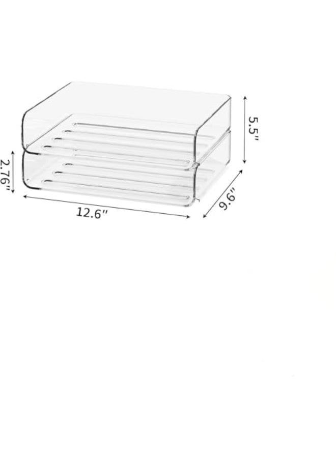 Luckam Paper Tray Organizer - 2-Tier Stackable Clear Desk File Sorter for Documents,Letters, Mail, Notebooks & Crafts, Compact Office & Home Storage Solution - Image 2