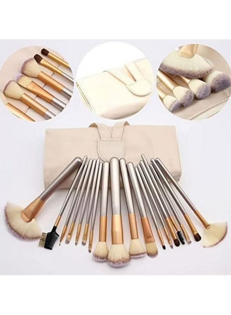 Vitacelli 18-Piece Premium Makeup Brush Set with Elegant Gold Handles & Storage Bag - Image 2