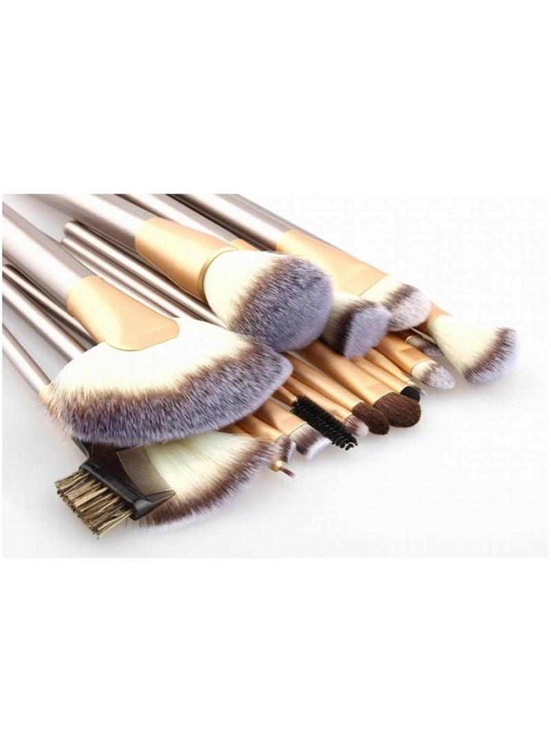 Vitacelli 18-Piece Premium Makeup Brush Set with Elegant Gold Handles & Storage Bag - Image 4