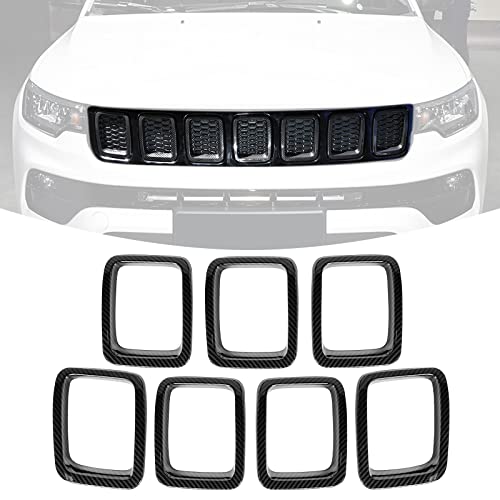 JeCar Grille Inserts ABS Front Grill Cover Exterior Accessories for Jeep Compass MP 2017-2020, Carbon Fiber Finish - Image 1