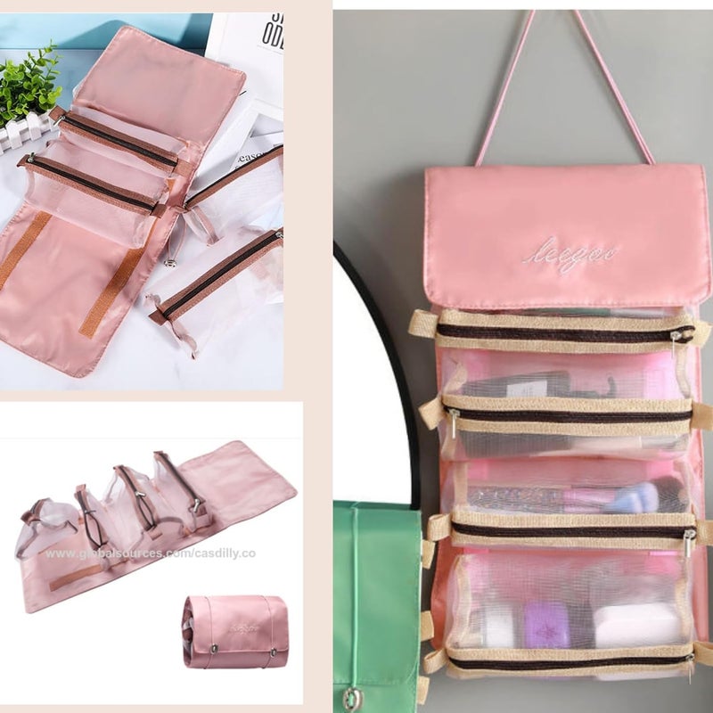AVMPHD Cosmetic Organizer Makeup Bag Roll Up Pouch Makeup Organizer Box Foldable Toiletry Bag Cosmetic Bag for Women Travel Makeup PouchMulticolor - Image 3