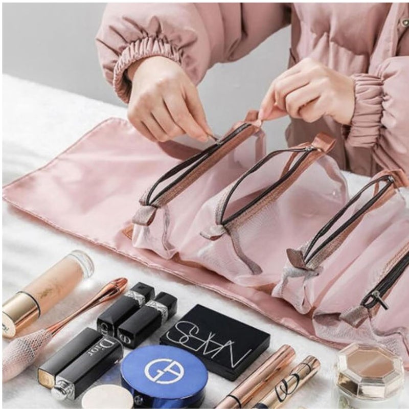 AVMPHD Cosmetic Organizer Makeup Bag Roll Up Pouch Makeup Organizer Box Foldable Toiletry Bag Cosmetic Bag for Women Travel Makeup PouchMulticolor - Image 2