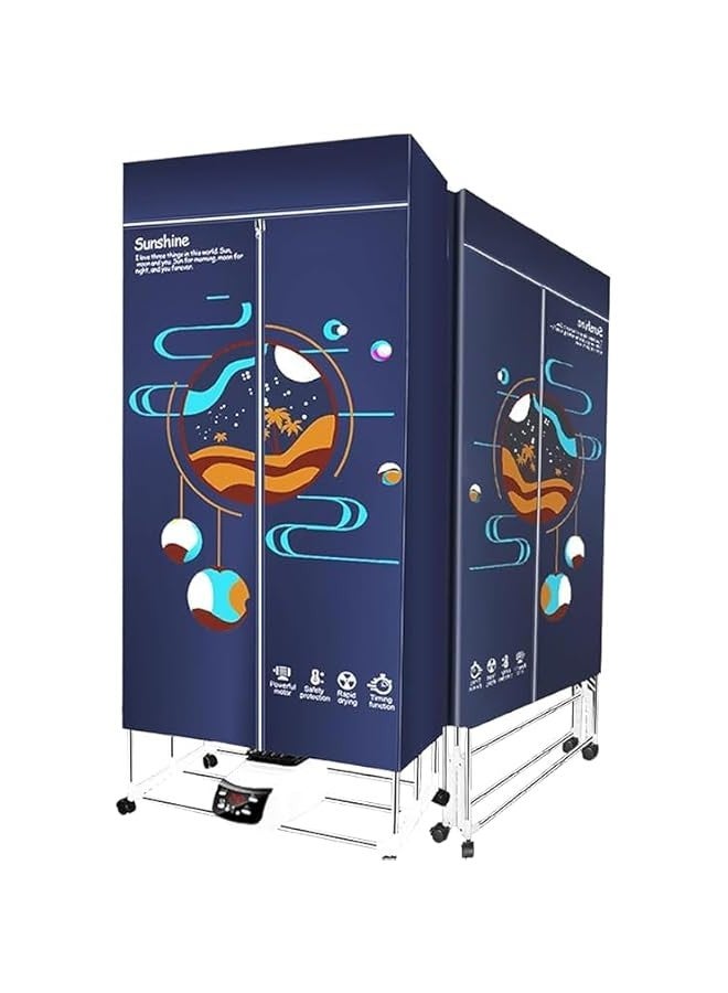 بيوينتي مجفف ملابس كهربائي قابل للطي بقدرة 1500 واط مع جهاز تحكم عن بعد بسعة كبيرة للمنزل والشقق والسكن والسفر - Image 1