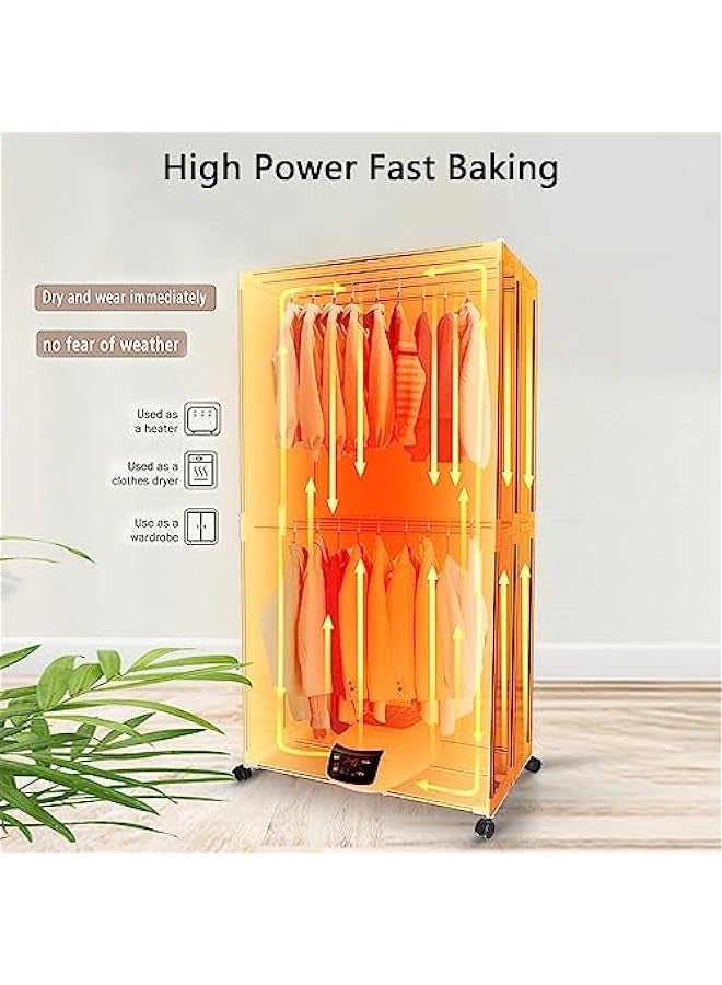 بيوينتي مجفف ملابس كهربائي قابل للطي بقدرة 1500 واط مع جهاز تحكم عن بعد بسعة كبيرة للمنزل والشقق والسكن والسفر - Image 2