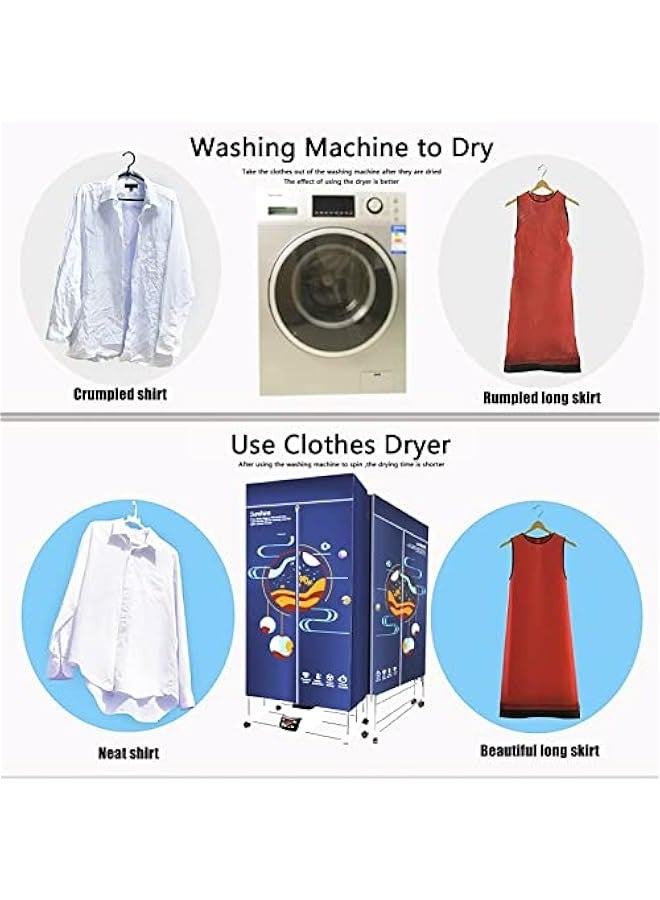 بيوينتي مجفف ملابس كهربائي قابل للطي بقدرة 1500 واط مع جهاز تحكم عن بعد بسعة كبيرة للمنزل والشقق والسكن والسفر - Image 5