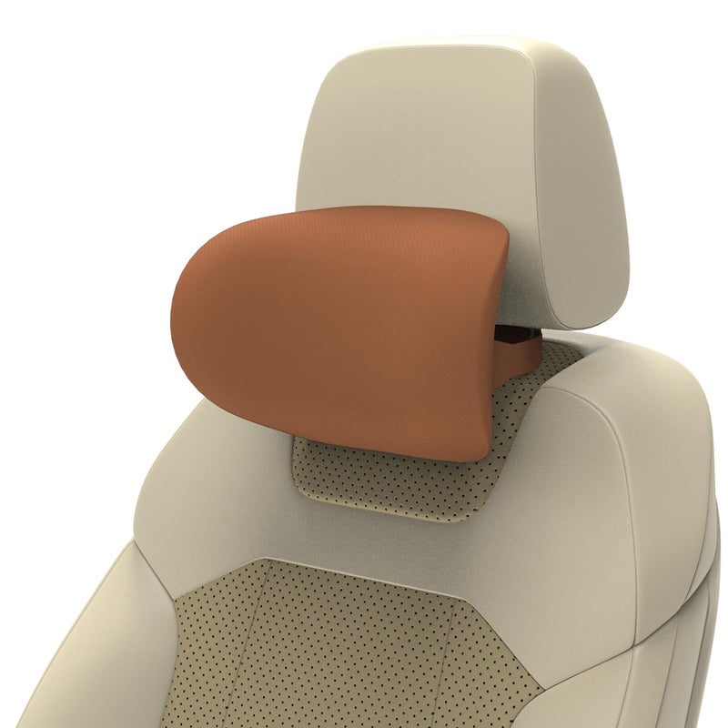 RIPOSEV Curvv Ultimate Memory Foam, Car Pillow for Comfortable Car Rides, Superior Neck Support Cushion, Relieves Neck Pain, Head Rest Pillow (Tan) - Image 1