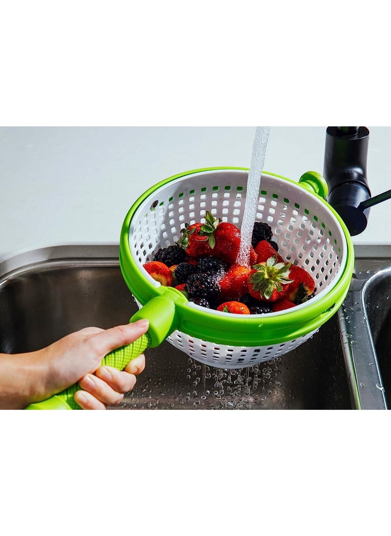 ONE Spinning Colander Multi Use Collapsible Vegetable Spinner with Handle Non-Scratch