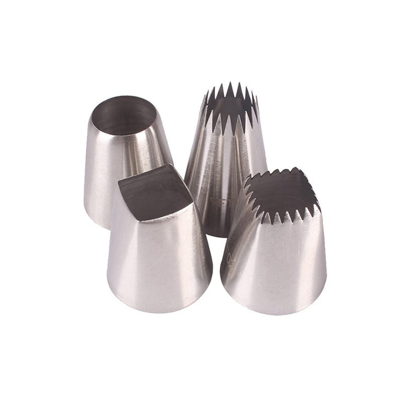 Piping Nozzle Set Large Tips with French Star Nozzle for Eclairs Churros MeringueSquare Icing Tip  Extra Large Round Icing Nozzle for Cake Cupcake Cookie Decorating