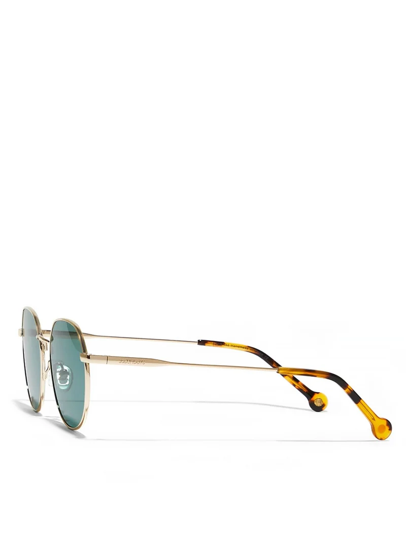 30 سندايز WANDERLUST Men Green Sunglasses - Frame Material: Metal - Lens Color: Green- Frame Color: Japanese Gold - Full Rim