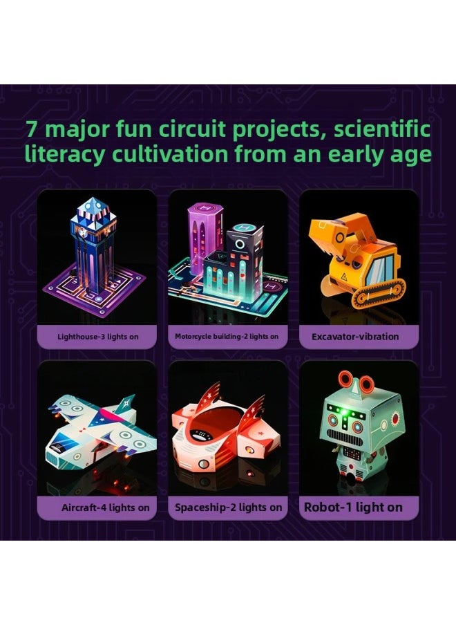 KoA Duck Magic Paper Circuit Magic Luminous Electronic Greeting Card DIY Science Experiment Material Bag Toy Will Vibrate-Colour:Magic Paper Circuit (future City)-upgraded Version