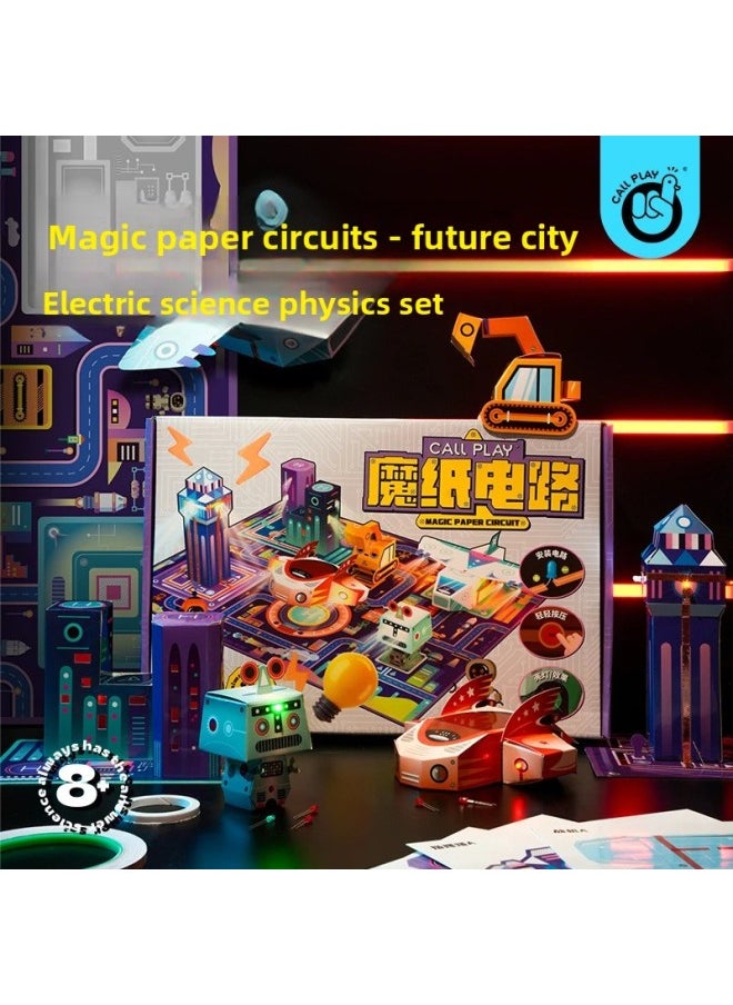 KoA Duck Magic Paper Circuit Magic Luminous Electronic Greeting Card DIY Science Experiment Material Bag Toy Will Vibrate-Colour:Magic Paper Circuit (future City)-upgraded Version