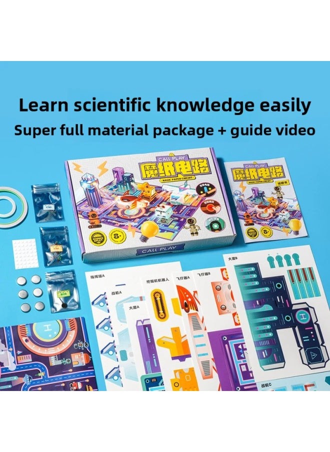 KoA Duck Magic Paper Circuit Magic Luminous Electronic Greeting Card DIY Science Experiment Material Bag Toy Will Vibrate-Colour:Magic Paper Circuit (future City)-upgraded Version