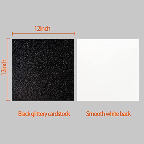 Simetufy Black Glitter Cardstock - 15 Sheets 12" x 12" Cardstock for Cricut, DIY Projects, Scrapbooking, Invitations - 250 GSM Easy to Cut - Image 2