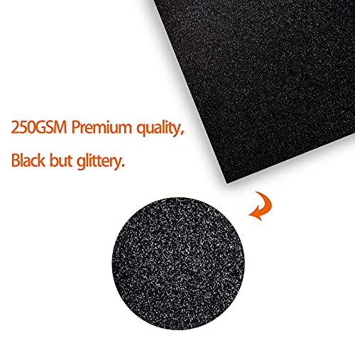 Simetufy Black Glitter Cardstock - 15 Sheets 12" x 12" Cardstock for Cricut, DIY Projects, Scrapbooking, Invitations - 250 GSM Easy to Cut - Image 3