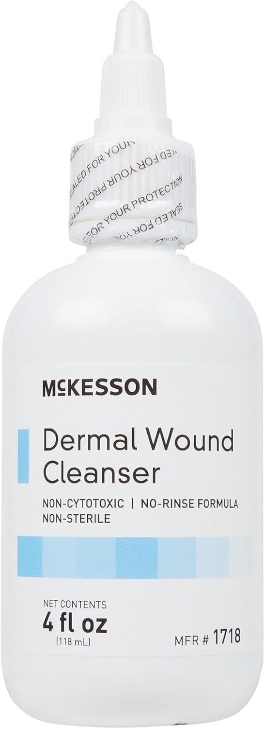 McKesson Dermal Wound Cleanser, Non-Sterile, Non-Cytotoxic, Rinse-Free Formula, 4 fl oz