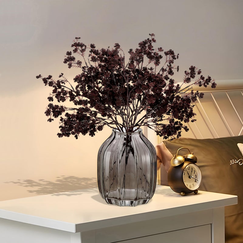 JAKY Global JAKY-Global Silk Babys Breath Artificial Flowers Bulk Blackish Red 6pcs Faux Fall Flowers for Vase Home Kitchen Indoor Bouquet Floral Arrangement Table Centerpieces Farmhouse Decor - Image 4