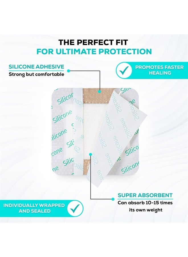 MedVance TM Silicone - Bordered Silicone Adhesive Foam Dressing, Size 3"x3", (1.8"x1.8" pad), Box of 5 dressings - Image 2