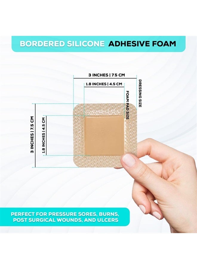 MedVance TM Silicone - Bordered Silicone Adhesive Foam Dressing, Size 3"x3", (1.8"x1.8" pad), Box of 5 dressings - Image 3
