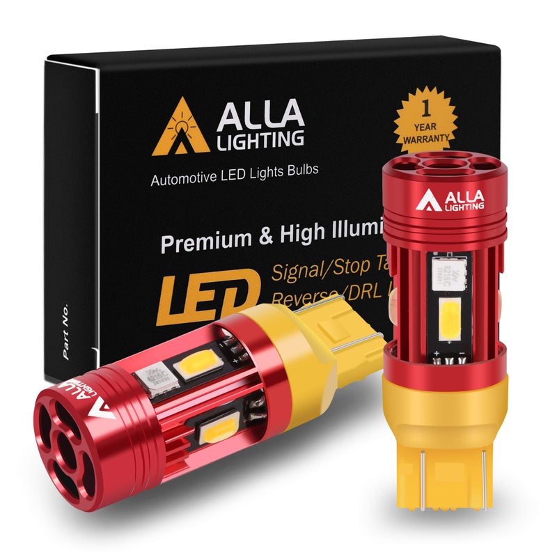 Alla Lighting CAN Bus T20 7440 7443 LED Bulbs Amber Yellow Turn Signal Lights 7444NA 7442NA WY278W Blinker Lamps Replacement