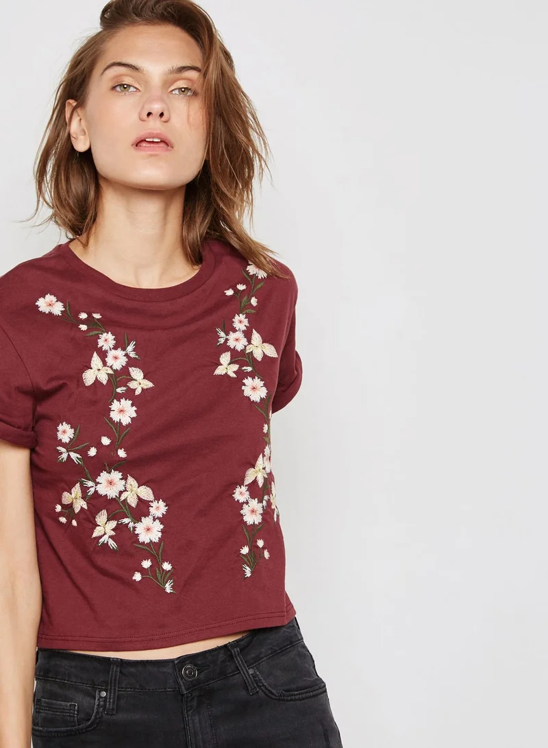 TOPSHOP Floral Print Crop T-Shirt
