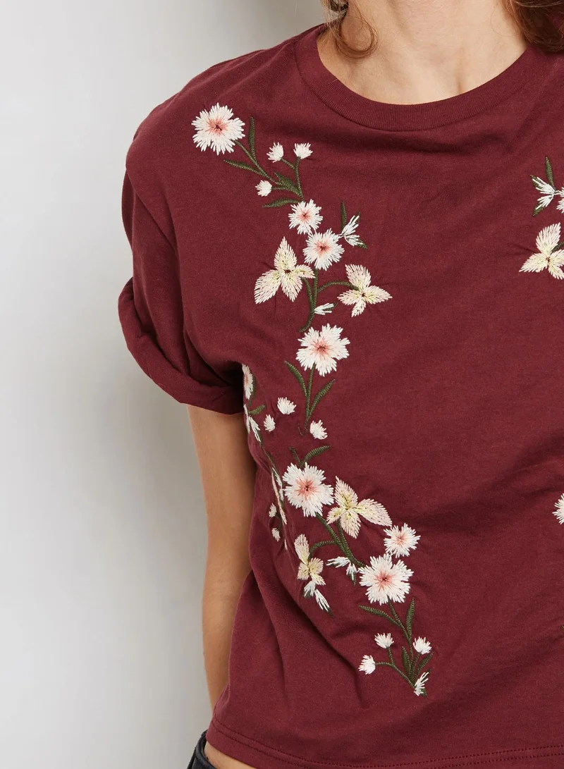 TOPSHOP Floral Print Crop T-Shirt