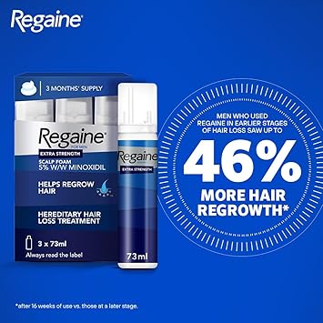 Regaine ريغين للرجال رغوة قوية إضافية مثبتة علمياً للمساعدة في إيقاف تساقط الشعر الوراثي رغوة مينوكسيديل لنمو الشعر 73 مل قد يختلف التعبئة والتغليف - Image 5