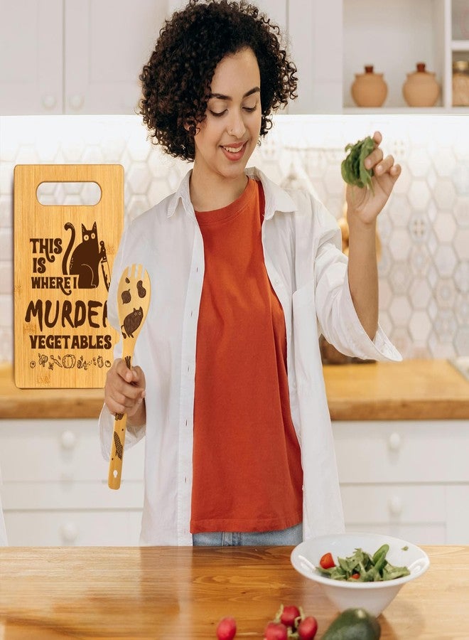 مجموعة هدايا مطبخ لطيفة مكونة من 6 قطع لمحبي القطط، تتضمن ألواح تقطيع مرحة مع ملاعق وإسفنجة، وهدايا مثالية لأعياد الميلاد وعيد الشكر وحفلات الانتقال إلى منزل جديد للنساء. - Image 3