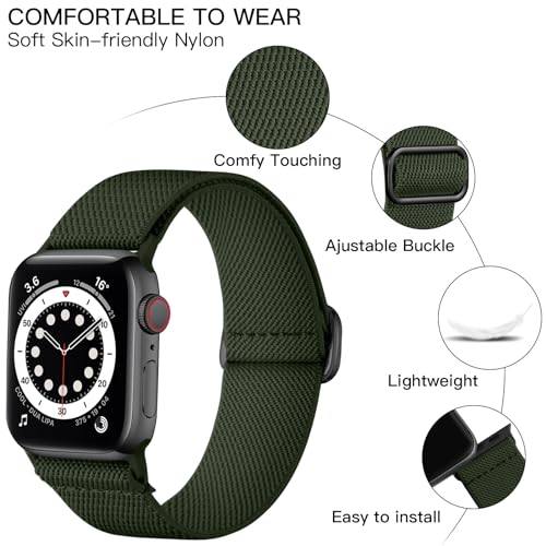 Lerobo Compatible with Apple Watch Ultra 2 Band 49mm SE 44mm Series 10/9/8 45mm 42mm Men Women Stretchy Nylon Solo Loop Sport Band for iWatch Bands Ultra 3 Series 11 7 6 5 4 SE2 SE3 Elastic Strap - Image 2