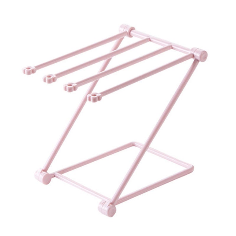 Foldable Vertical Towel Holder Rack with Cup Storage Multifunctional Space Saving Organizer Mixed Colors - Image 3
