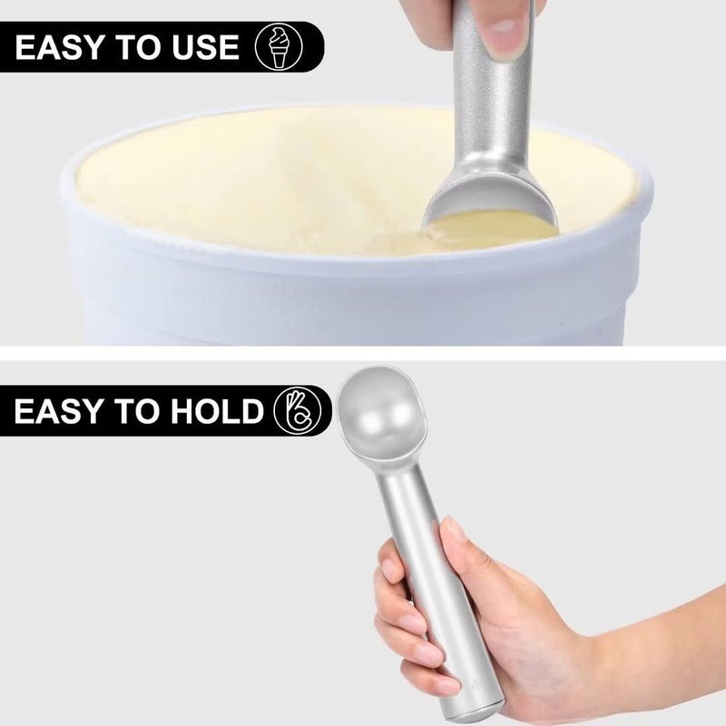 Cunsenr 7 Inch Ice Cream Scoop - Professional Metal Ice Cream Scooper - Easy To Use & Clean - Non-Stick Aluminum Ice Cream Spoon - Lightweight Cookie Spoon - Scoop Ice Cream With Ease(Matt Sliver) - Image 5