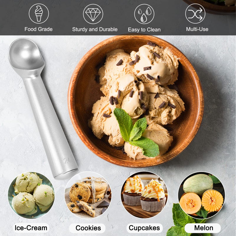 Cunsenr 7 Inch Ice Cream Scoop - Professional Metal Ice Cream Scooper - Easy To Use & Clean - Non-Stick Aluminum Ice Cream Spoon - Lightweight Cookie Spoon - Scoop Ice Cream With Ease(Matt Sliver) - Image 4
