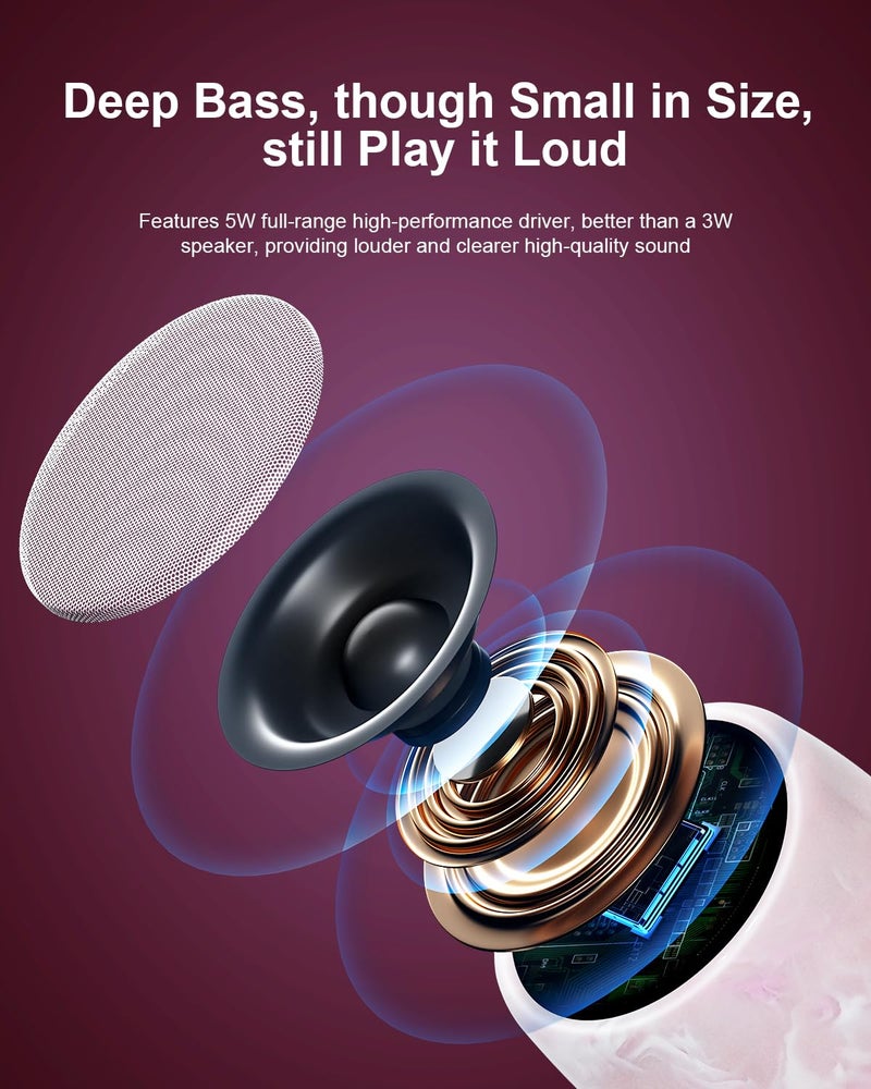 comiso Small Speaker, IPX7 Waterproof Bluetooth Speaker with Stereo Sound and Robust Bass, Mini Speakers with Hands-Free Call, Portable Speakers for Shower, Indoor & Outdoor, Gift for Men, Women - Image 2