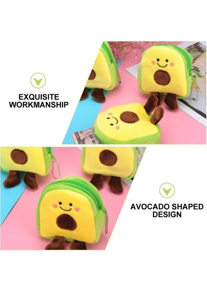 4 Pcs Purse Zipper Kawaii Plush Shape Toddler Cartoon Exquisite Bag Holds, Mini Avocado Plush Purse for Lovely Chic Fashionable - Image 1