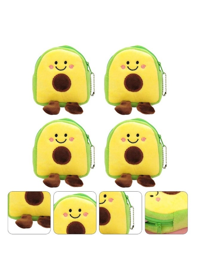 4 Pcs Purse Zipper Kawaii Plush Shape Toddler Cartoon Exquisite Bag Holds, Mini Avocado Plush Purse for Lovely Chic Fashionable - Image 3