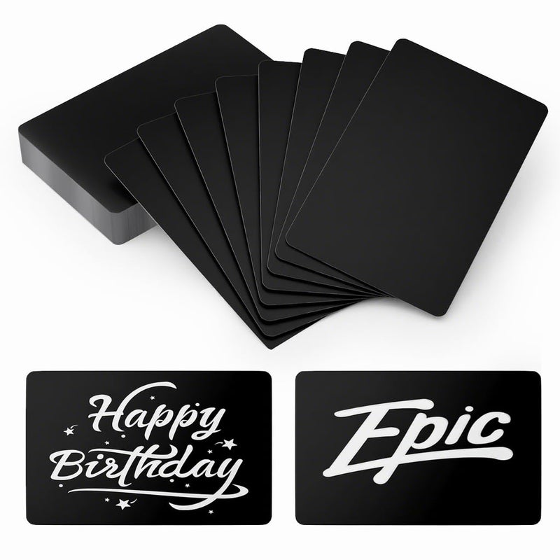 hansmaker 50 Pcs Metal Business Card Blanks Laser Engraving Premium Aluminum Sheet Multipurpose DIY Gift Metal Cards Black 86 X 54 X 0.21 MM - Image 1