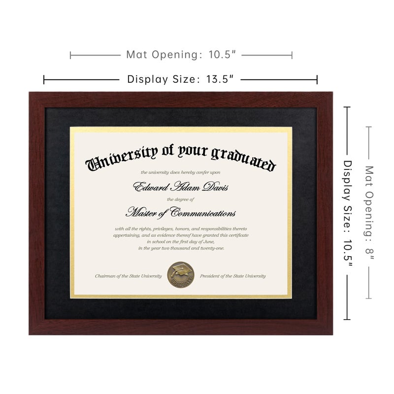upsimples 11x14 Diploma Frame Certificate Degree Document Frame with High Definition Glass, 8.5 x 11 with mat for Wall and Tabletop, Mahogany Double Mat, 2 Pack - Image 4