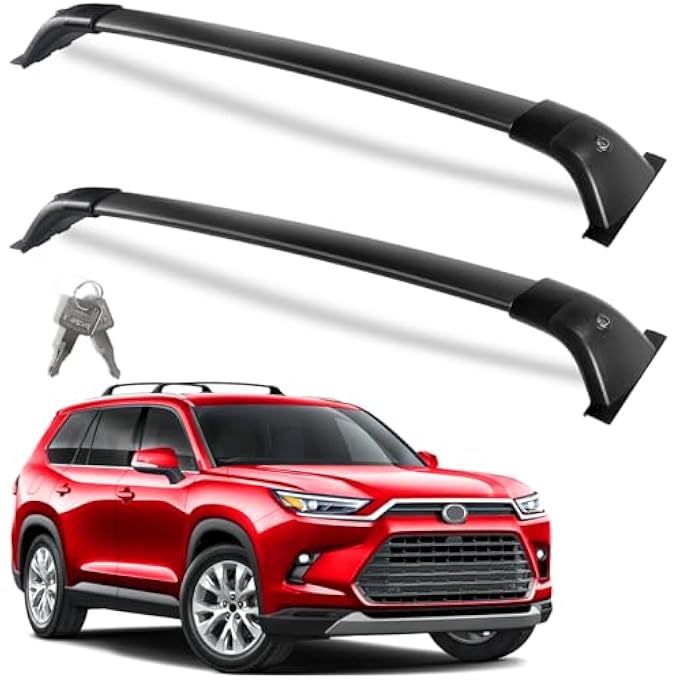 rayihni Roof Rack Cross Bars 260lbs Compatible with Toyota Grand Highlander 2024 2025 with Flush Side Rails, Heavy Duty Aluminum Lockable Roof Rails Crossbars Rooftop Cargo Carrier Luggage - Image 1