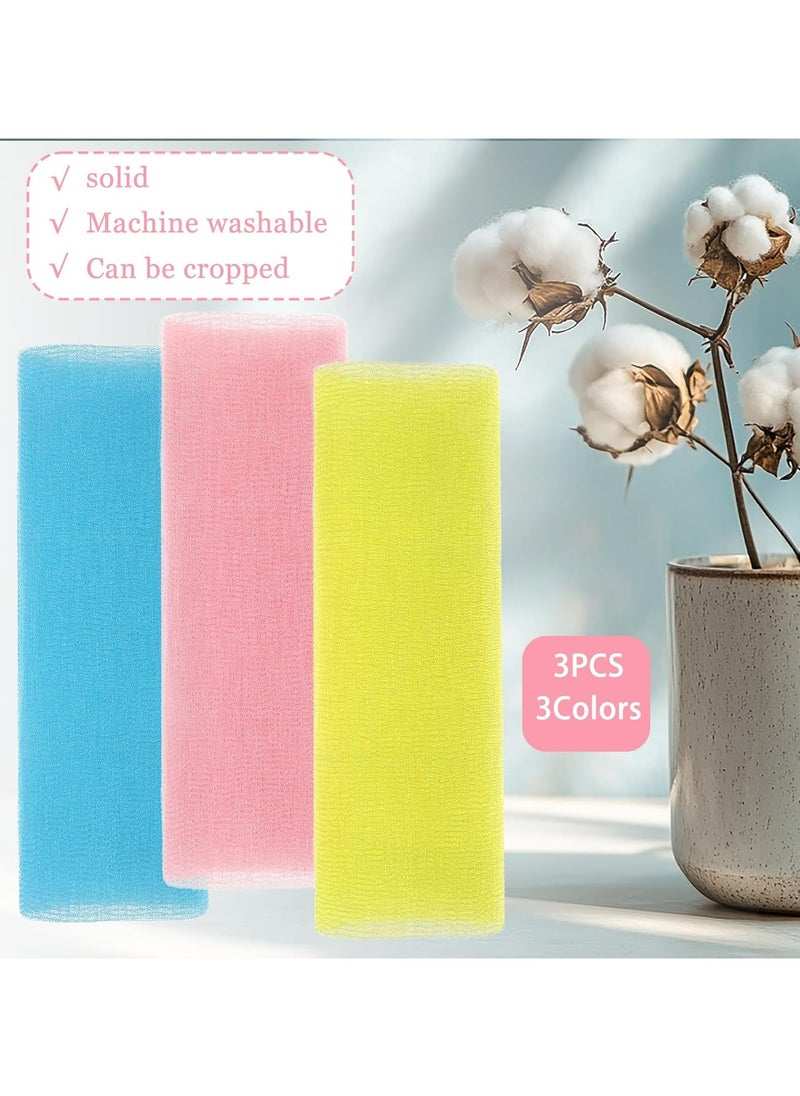 Oasisgalore - 3 Pcs Exfoliating Washcloth, 35-Inch Long Bath Scrub Towel for Showering and Back Cleaning - Image 1