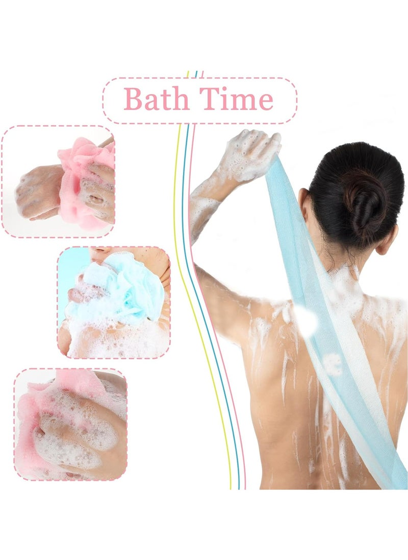 Oasisgalore - 3 Pcs Exfoliating Washcloth, 35-Inch Long Bath Scrub Towel for Showering and Back Cleaning - Image 1