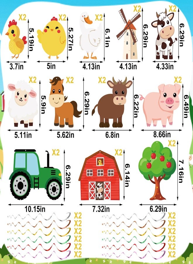 Maniaacer 50 PCS Farm Animals Party Decorations Happy Birthday Banner and Hanging Swirls Animal Theme Foil Hanging Streamers for Farm Theme Birthday Party Supplies - Image 3