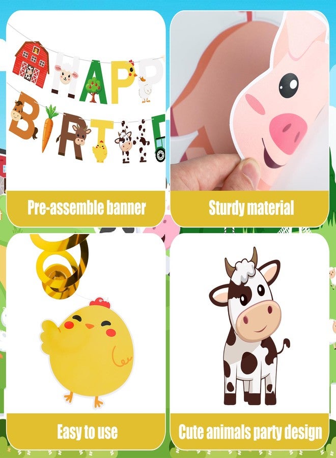 Maniaacer 50 PCS Farm Animals Party Decorations Happy Birthday Banner and Hanging Swirls Animal Theme Foil Hanging Streamers for Farm Theme Birthday Party Supplies - Image 4