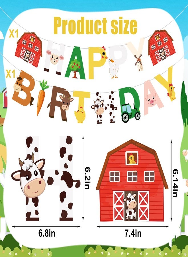Maniaacer 50 PCS Farm Animals Party Decorations Happy Birthday Banner and Hanging Swirls Animal Theme Foil Hanging Streamers for Farm Theme Birthday Party Supplies - Image 2