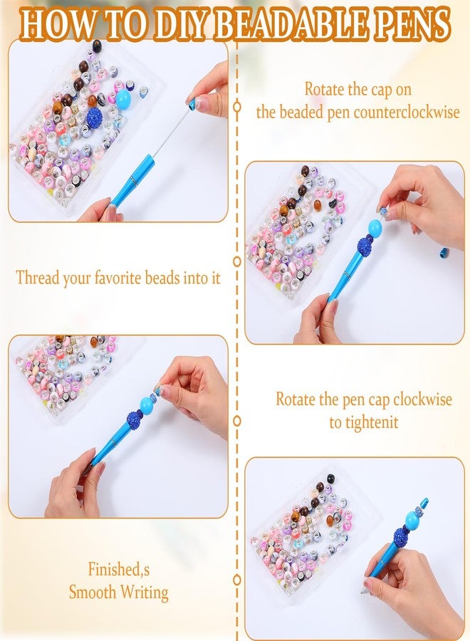 Molain 120 Pieces Beaded Ballpoint Pens, Beadable Pens, DIY Beadable Pen Bulk Kit - Colorful Plastic Bead Pen for Kids, Students, Office & School Supplies (Multicolor) - Image 4