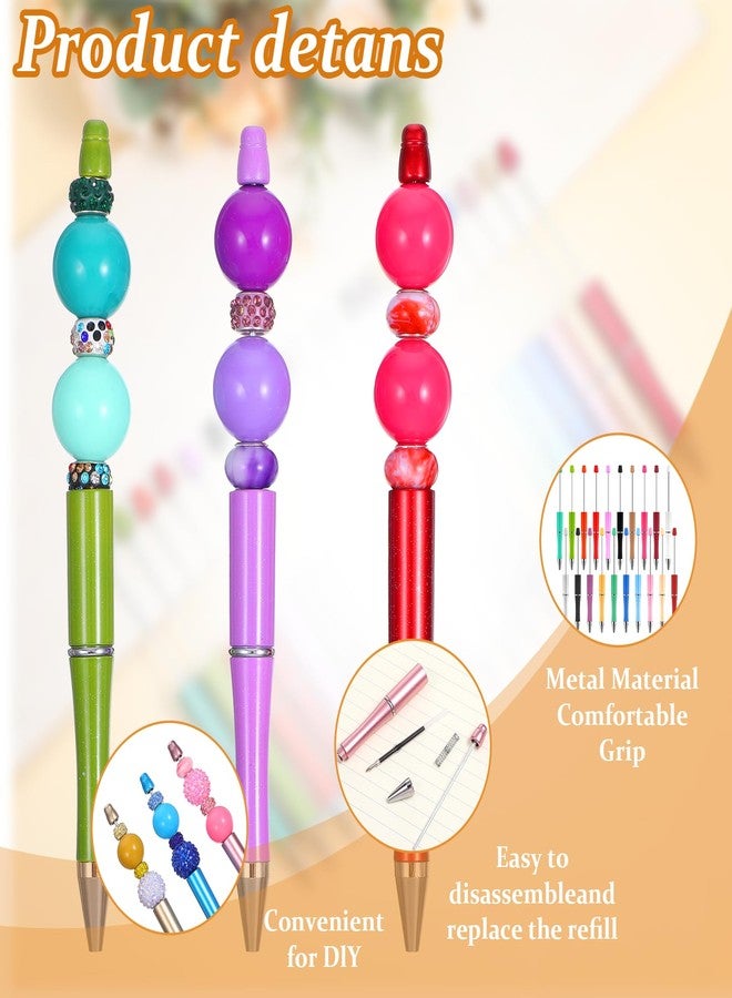 Molain 120 Pieces Beaded Ballpoint Pens, Beadable Pens, DIY Beadable Pen Bulk Kit - Colorful Plastic Bead Pen for Kids, Students, Office & School Supplies (Multicolor) - Image 3